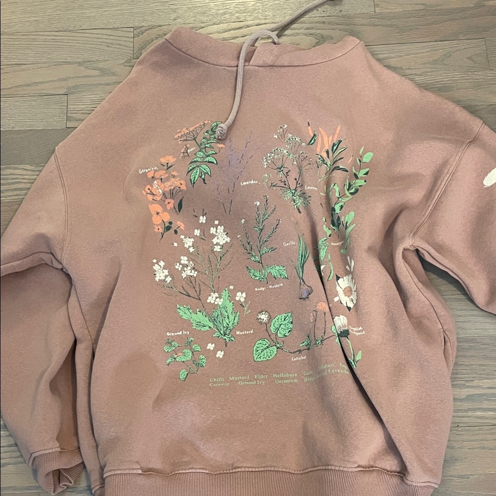 Urban Outfitters Botanical Graphic Cowl Neck Sweater - Brown